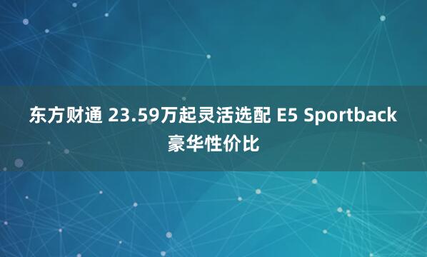 东方财通 23.59万起灵活选配 E5 Sportback豪华性价比